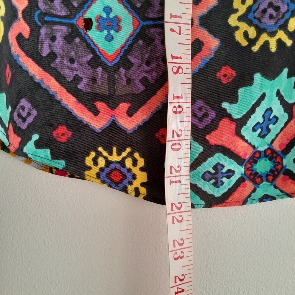 RACHEL ROY Multi print Festive Boho Long slv Braided Trim LIKE New Sz S - Picture 13 of 14